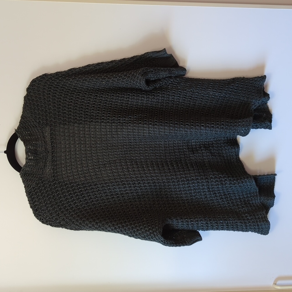 Eileen Fisher Forst Artistic Cardigan Green Chunky Knit Linen Silk Blend - Large